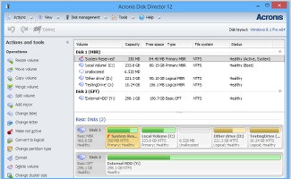 Showing the interface in Acronis Disk Director